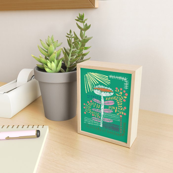 Block print bold flower green Mini Art Print Gallery Image 2