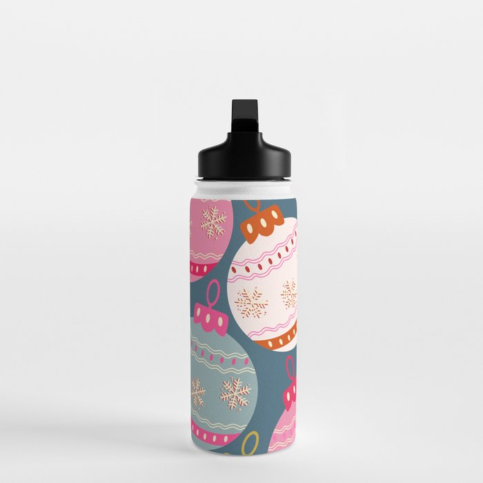 Retro Christmas Baubles Colorful Decorations Water Bottle Gallery Image 3