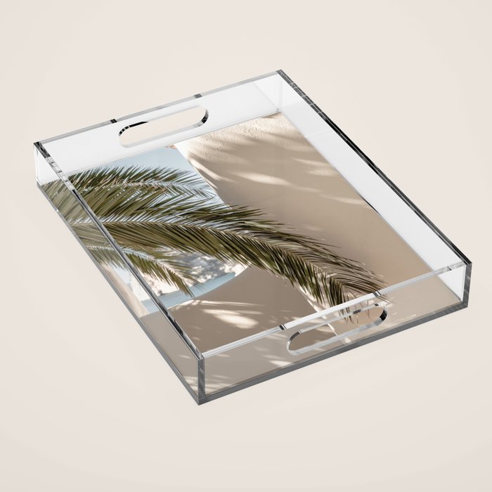 Mediterranean Spain Travel Palm Leaf Acrylic Tray Gallery Image 1