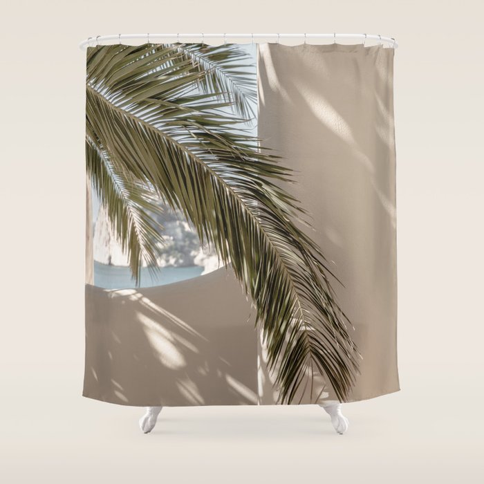 Mediterranean Spain Travel Palm Leaf Shower Curtain Gallery Image 1