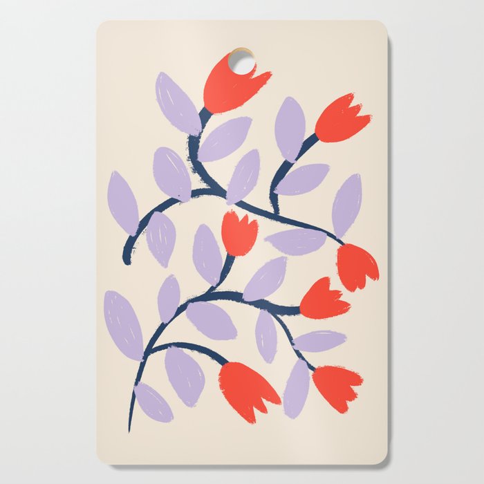 Simple Floral - Very Peri, Red, Blue Cutting Board Gallery Image 1