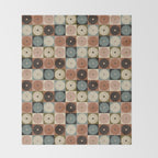 Retro Flowers Check Pattern II Throw Blanket Gallery Image 2