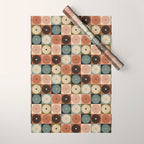 Retro Flowers Check Pattern II Wrapping Paper Gallery Image 1