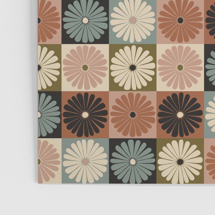 Retro Flowers Check Pattern II Poster Gallery Image 3