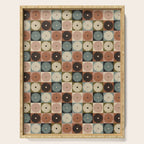 Retro Flowers Check Pattern II Serving Tray Gallery Image 1