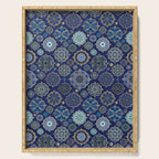 Blue Turquoise Gold Moroccan Tiles Boho Vintage Elegance Quatrefoil Shapes Serving Tray Gallery Image 1