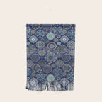Blue Turquoise Gold Moroccan Tiles Boho Vintage Elegance Quatrefoil Shapes Wall Hanging Gallery Image 1