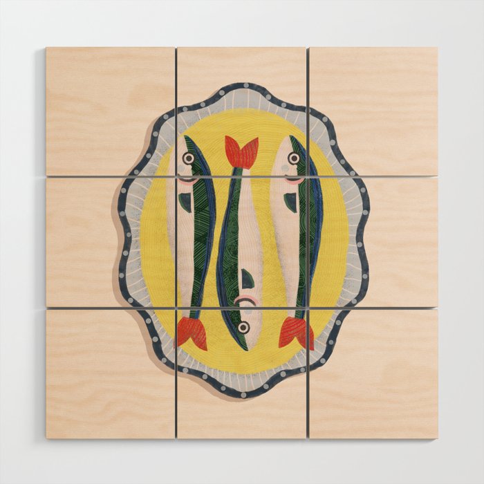 Fish On A Plate Wood Wall Art Gallery Image 1