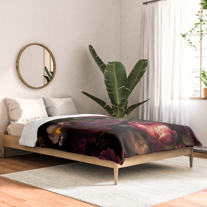 Midnight Vintage Shiny Botanical Rose Garden Comforter Gallery Image 2