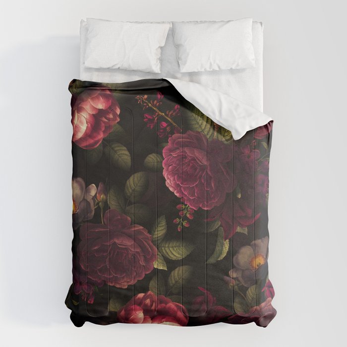 Midnight Vintage Shiny Botanical Rose Garden Comforter Gallery Image 6