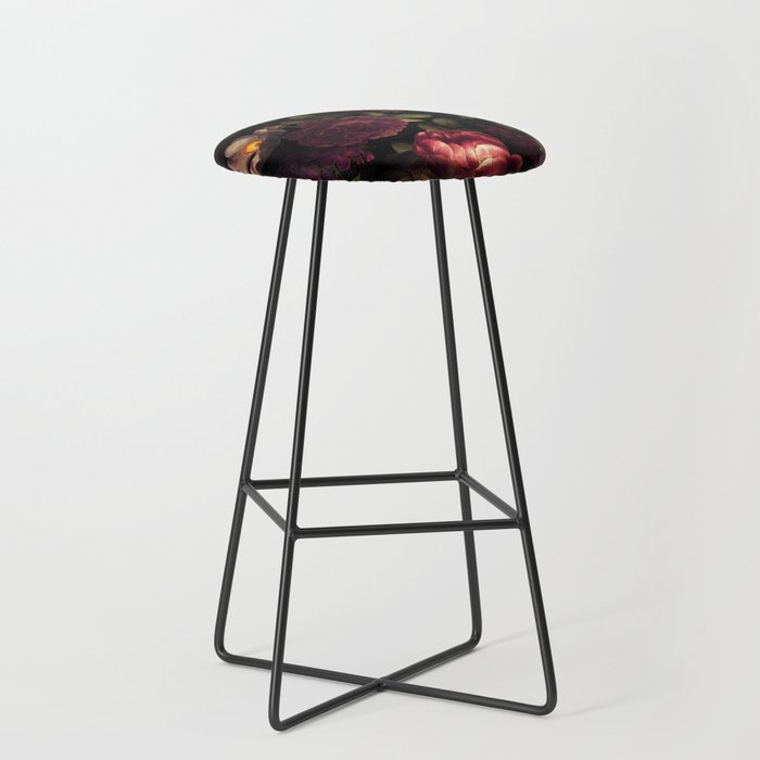 Midnight Vintage Shiny Botanical Rose Garden Stool Gallery Image 1