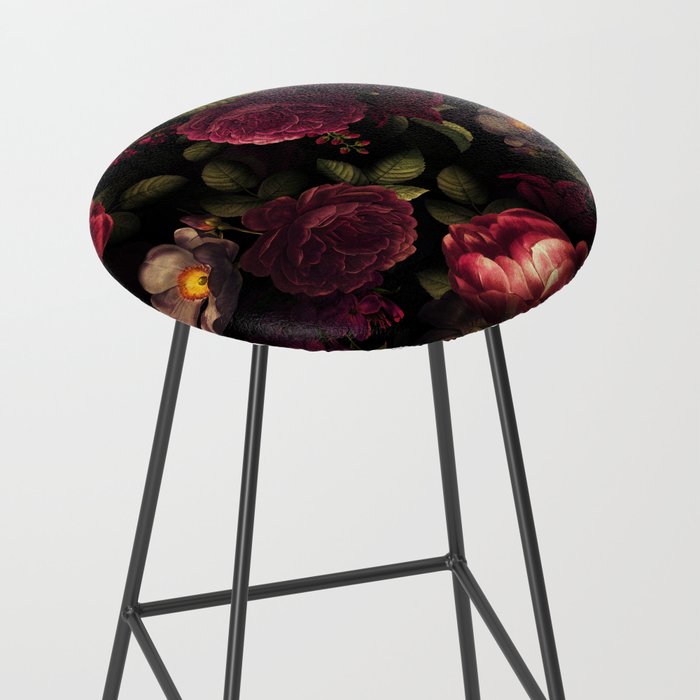 Midnight Vintage Shiny Botanical Rose Garden Stool Gallery Image 2