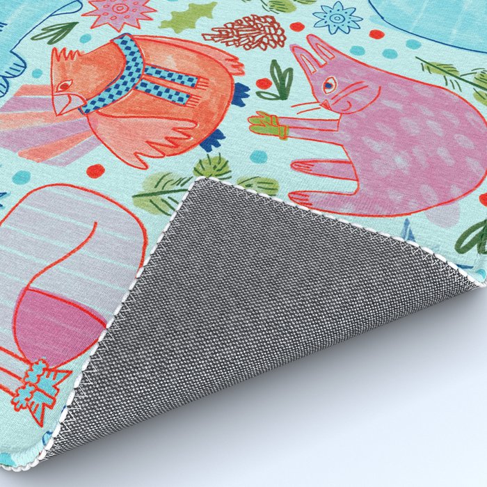 Winter Forest Woodland Animals in Arctic Blue Rug Gallery Image 4
