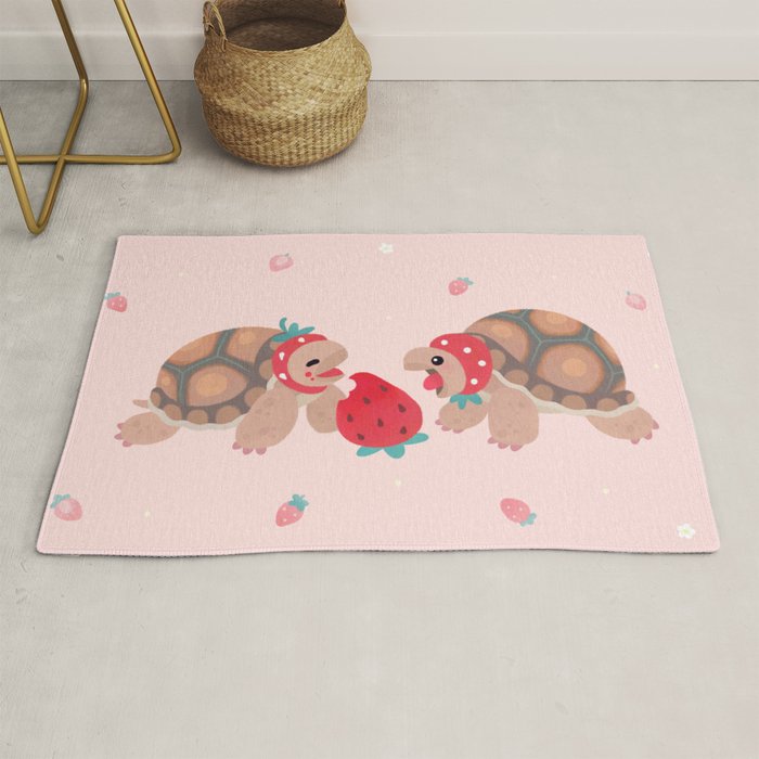 Tortoises love strawberries Rug Gallery Image 1