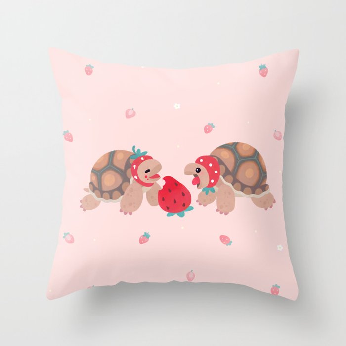 Tortoises love strawberries Throw Pillow Gallery Image 6