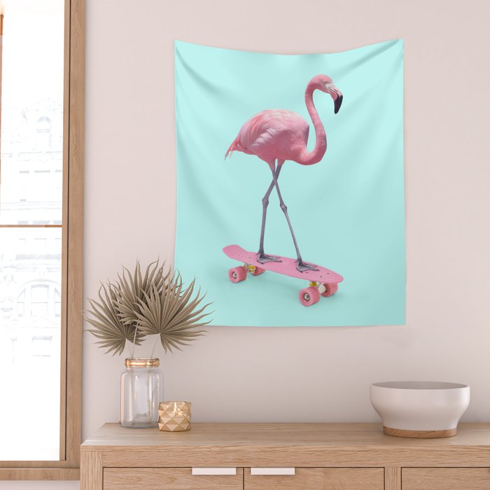 SKATE FLAMINGO Wall Tapestry Gallery Image 2