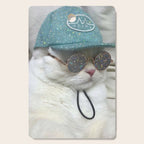 BIG BOSS | cat | blue hat | glasses | sunny | summer | positive vibes | glitter | pet | animal | Cutting Board Gallery Image 1