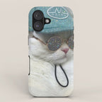 BIG BOSS | cat | blue hat | glasses | sunny | summer | positive vibes | glitter | pet | animal | iPhone Case Gallery Image 1