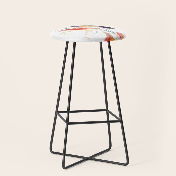 Hummingbird, floral bird art, soft colors Stool Gallery Image 1