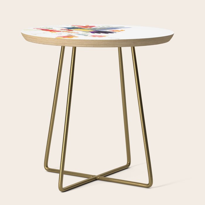 Hummingbird, floral bird art, soft colors Side Table Gallery Image 1