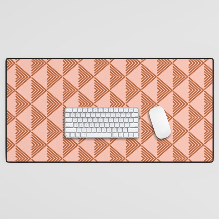 Triangular Lines in Terracotta and Blush Desk Mat Gallery Image 1