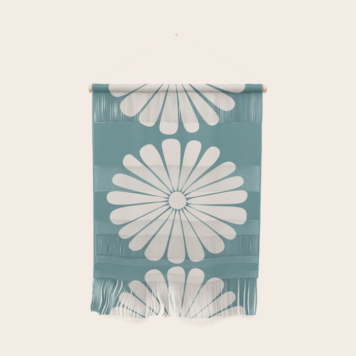 Retro Daisy Abstract XXII Teal Green Bold Floral Wall Hanging Gallery Image 1