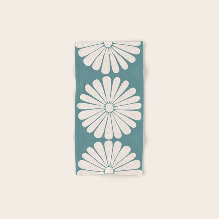 Retro Daisy Abstract XXII Teal Green Bold Floral Bath Towel Gallery Image 1