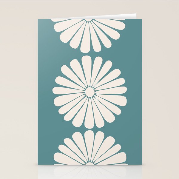 Retro Daisy Abstract XXII Teal Green Bold Floral Stationery Card Gallery Image 1