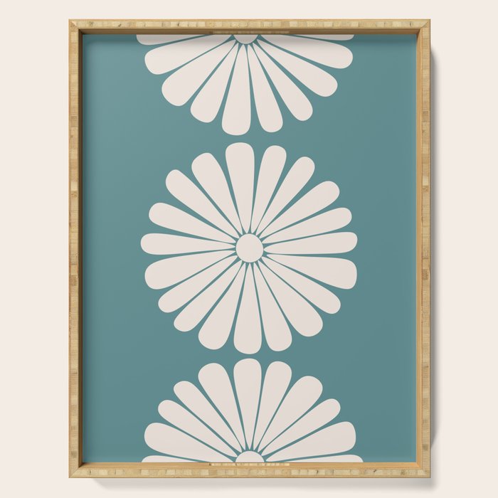 Retro Daisy Abstract XXII Teal Green Bold Floral Serving Tray Gallery Image 1