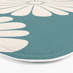 Retro Daisy Abstract XXII Teal Green Bold Floral Bath Mat Gallery Image 3
