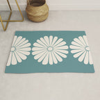 Retro Daisy Abstract XXII Teal Green Bold Floral Rug Gallery Image 1