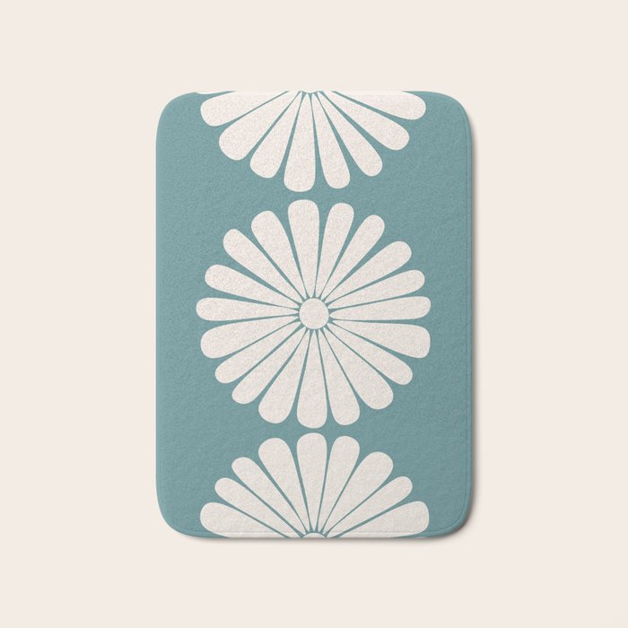 Retro Daisy Abstract XXII Teal Green Bold Floral Bath Mat Gallery Image 1