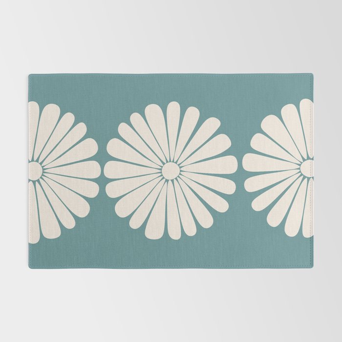 Retro Daisy Abstract XXII Teal Green Bold Floral Rug Gallery Image 2
