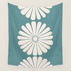 Retro Daisy Abstract XXII Teal Green Bold Floral Wall Tapestry Gallery Image 4