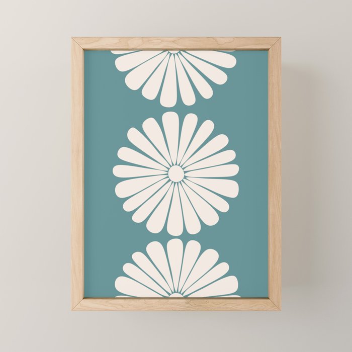 Retro Daisy Abstract XXII Teal Green Bold Floral Mini Art Print Gallery Image 1