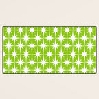 Mid Century Modern Atomic Age Starburst Pattern Lime Green & White Desk Mat Gallery Image 3
