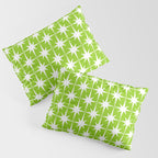 Mid Century Modern Atomic Age Starburst Pattern Lime Green & White Pillow Sham Gallery Image 3