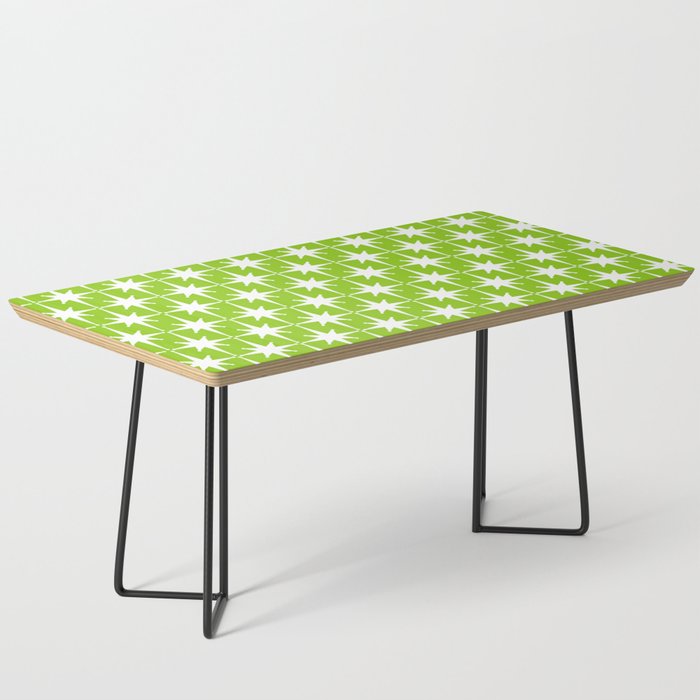 Mid Century Modern Atomic Age Starburst Pattern Lime Green & White Coffee Table Gallery Image 1