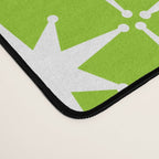 Mid Century Modern Atomic Age Starburst Pattern Lime Green & White Desk Mat Gallery Image 4