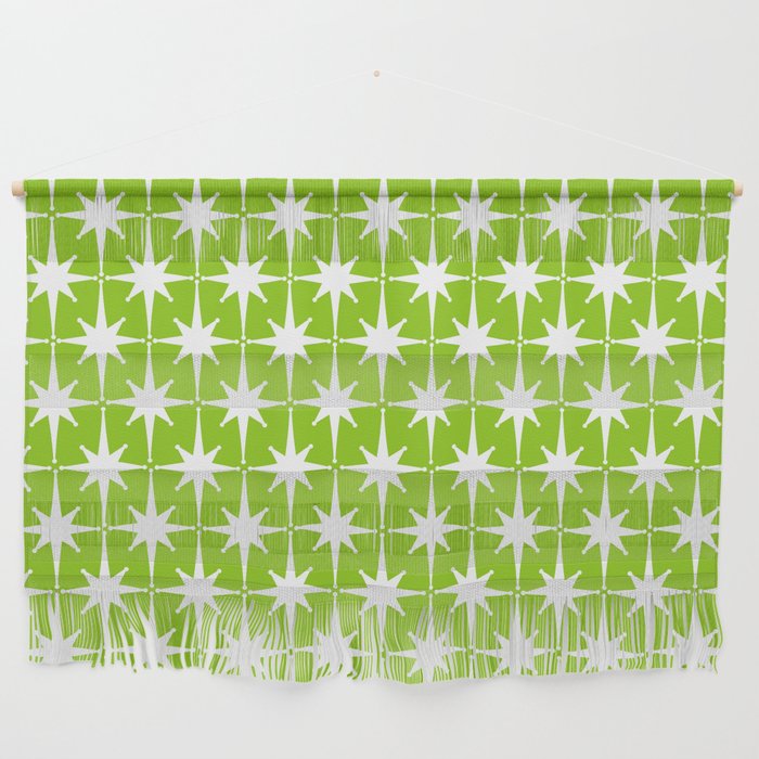 Mid Century Modern Atomic Age Starburst Pattern Lime Green & White Wall Hanging Gallery Image 1