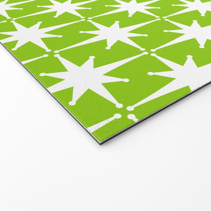 Mid Century Modern Atomic Age Starburst Pattern Lime Green & White Welcome Mat Gallery Image 2
