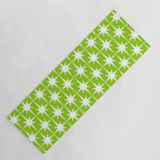 Mid Century Modern Atomic Age Starburst Pattern Lime Green & White Yoga Mat Gallery Image 1