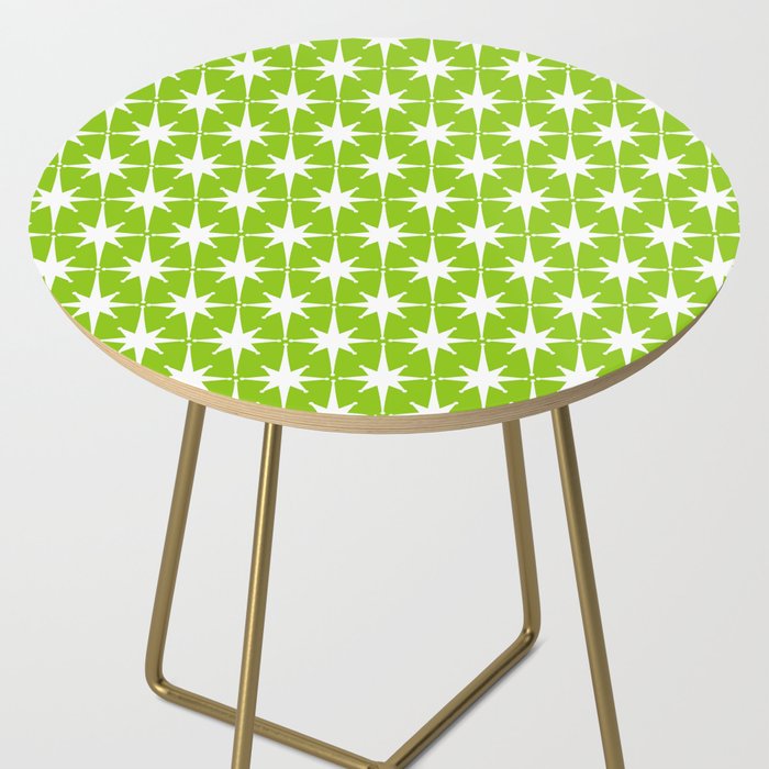 Mid Century Modern Atomic Age Starburst Pattern Lime Green & White Side Table Gallery Image 2