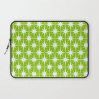 Mid Century Modern Atomic Age Starburst Pattern Lime Green & White Laptop Sleeve Gallery Image 1