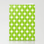 Mid Century Modern Atomic Age Starburst Pattern Lime Green & White Stationery Card Gallery Image 2
