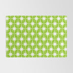 Mid Century Modern Atomic Age Starburst Pattern Lime Green & White Rug Gallery Image 2