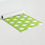 Mid Century Modern Atomic Age Starburst Pattern Lime Green & White Yoga Mat Gallery Image 2