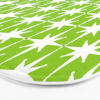 Mid Century Modern Atomic Age Starburst Pattern Lime Green & White Bath Mat Gallery Image 3