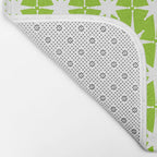 Mid Century Modern Atomic Age Starburst Pattern Lime Green & White Bath Mat Gallery Image 2