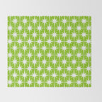 Mid Century Modern Atomic Age Starburst Pattern Lime Green & White Throw Blanket Gallery Image 2